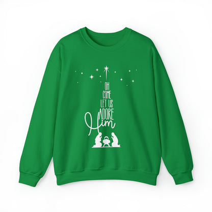 Oh Come Let Us Adore Him - Christian Christmas Sweater Sweatshirt