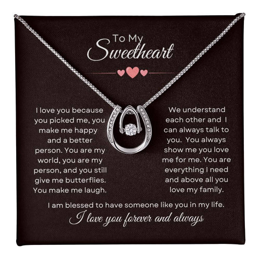 Lucky in Love Necklace for Valentine, Sweethearts, Anniversary and Birthday