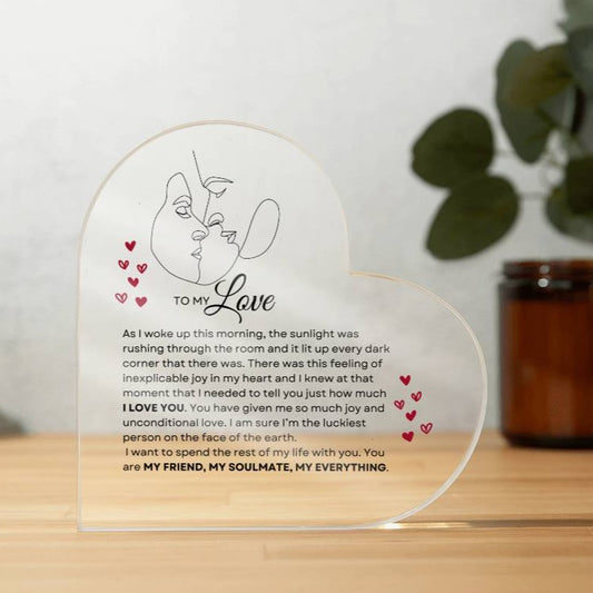 Heart Shaped Acrylic Plaque. Gift for Valentine, Soulmate, Birthday, Anniversary