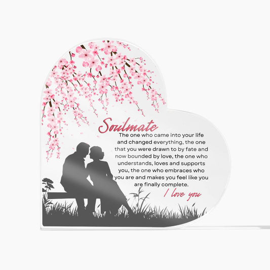 Soulmate Heart Shaped Acrylic Plaque - Valentines Gift - Couple Gifts