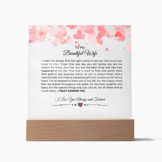 Gift for Wife | Acrylic Plaque Card | Valentines/Anniversary Gift for Wife