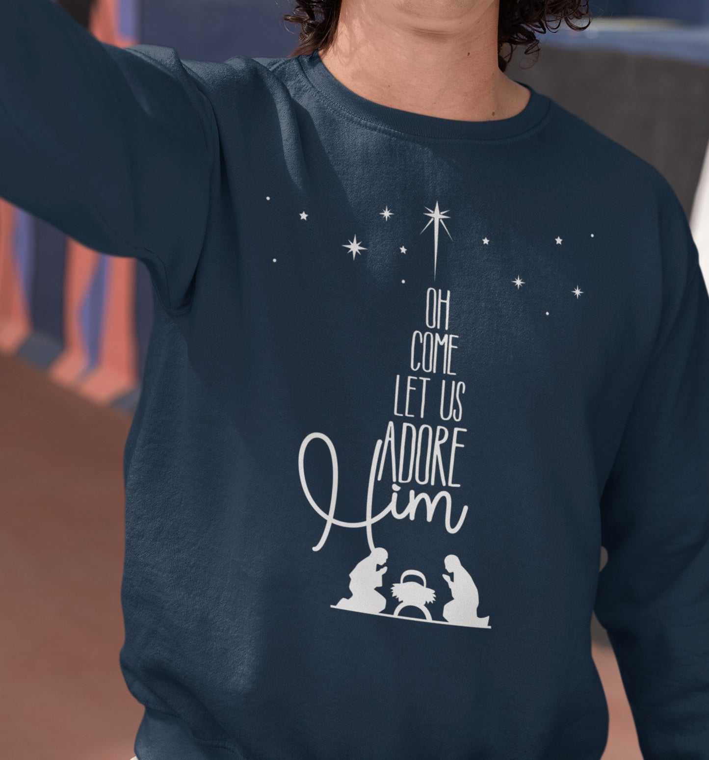 Oh Come Let Us Adore Him - Christian Christmas Sweater Sweatshirt