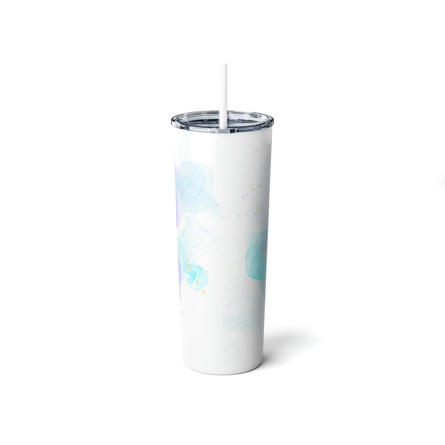 Running on Coffee & Jesus - Skinny Steel Tumbler with Straw