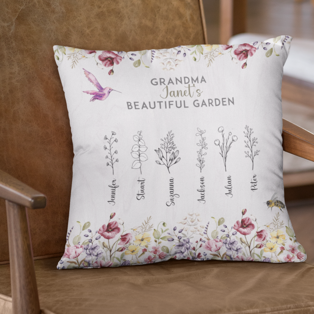 Grandma's Beautiful Garden Pillow with Foam Insert